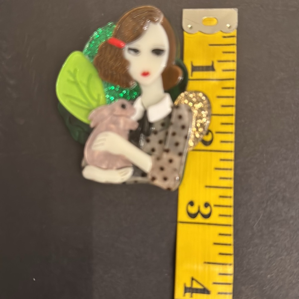 ๐๐SOLD 3D Layered Lady with Rabbit Brooch Pin - Picture 6 of 11